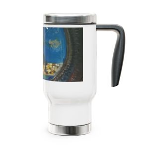 Artistic Stainless Steel Travel Mug with Handle – 14oz, Perfect for Coffee Lovers