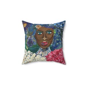 “Artistic Faux Suede Pillow – Vibrant Floral Design for Home Decor”