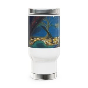Artistic Stainless Steel Travel Mug with Handle – 14oz, Perfect for Coffee Lovers