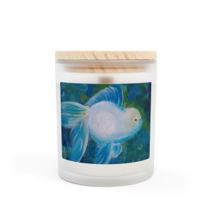 Serene Fish Art Candle – 11oz Frosted Glass Soy Wax Candle for Relaxation & Home Decor