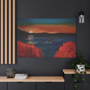 Sunset Whale Canvas Wall Art – Vibrant Coastal Décor