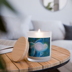 Serene Fish Art Candle – 11oz Frosted Glass Soy Wax Candle for Relaxation & Home Decor