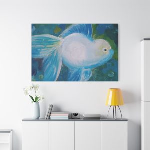 Blue Fish Canvas Art – Stretched Matte Print for Home Decor