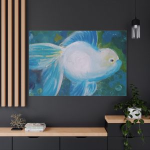 Blue Fish Canvas Art – Stretched Matte Print for Home Decor