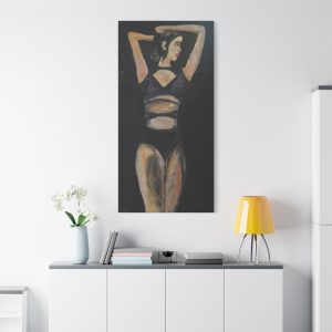 Artistic Stretched Canvas – Elegant Figure in Black