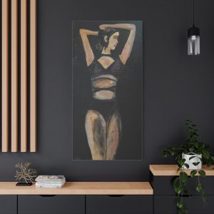 Artistic Stretched Canvas – Elegant Figure in Black